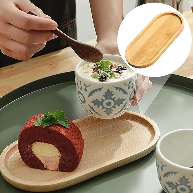 2PCS Bamboo Bathroom Trays - Suitable for The Bathroom,Kitchen,Breakfast Tray and Decorative Tray (6.88 in * 3.46 in)