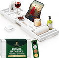 ROYAL CRAFT WOOD Premium Foldable Bathtub Tray - Wood Bath Tray for Tub, Bamboo Shelf, Expandable Bath Table Trays, Bathtub & Bathroom Accessories for New Home & Mothers Day & Birthday Gifts for Mom