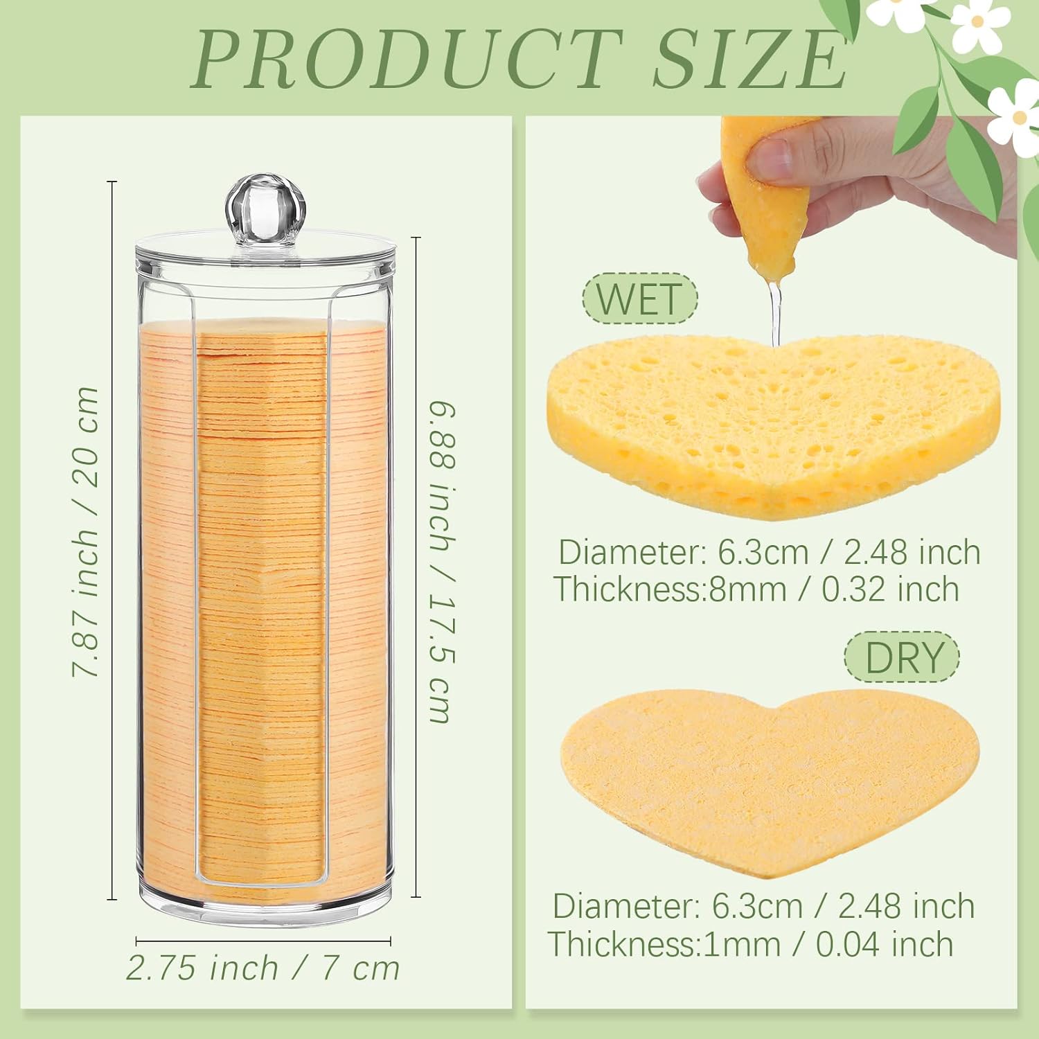 Sieral 120 Pcs Compressed Facial Sponges with Container Disposable Face Sponge Pads for Washing Face Cleansing Exfoliating Esthetician Makeup Removal(Heart,Yellow)