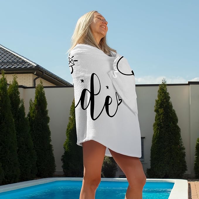 Bride Beach Towel, Bachelorette Beach Pool Towels, Just Married Honeymoon Wedding Gifts Large Beach Bath Travel Towels for Bride to Be Women, Honeymoon Mr and Mrs WeddingBride Gifts, 30x60in