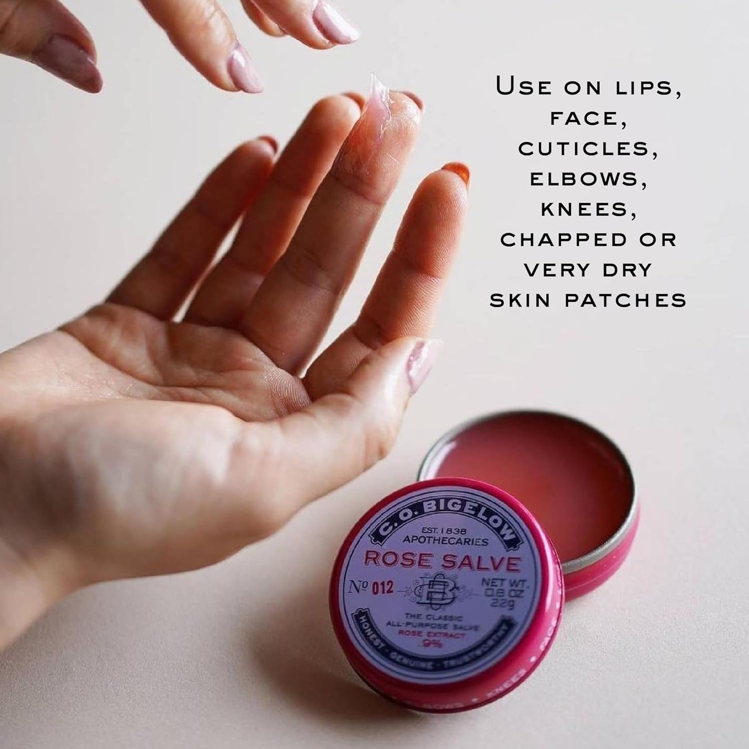 C.O. Bigelow Assorted Salve Tins, Pack of 3 Lip Balm Tins, Rose, Lavender, and Sakura Rose All Purpose Salve for Lips, Cuticles, Hands & Dry Skin, Lip Balm Set, 0.8 oz