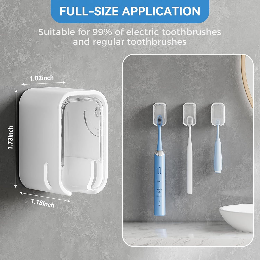Toothbrush Holders for Bathroom【Innovation Single Slot Design】 2PCS Toothbrush Holder Wall Mounted with Cover for Shower, Single Toothbrush Dispenser Storage Organizer for Family & Travel