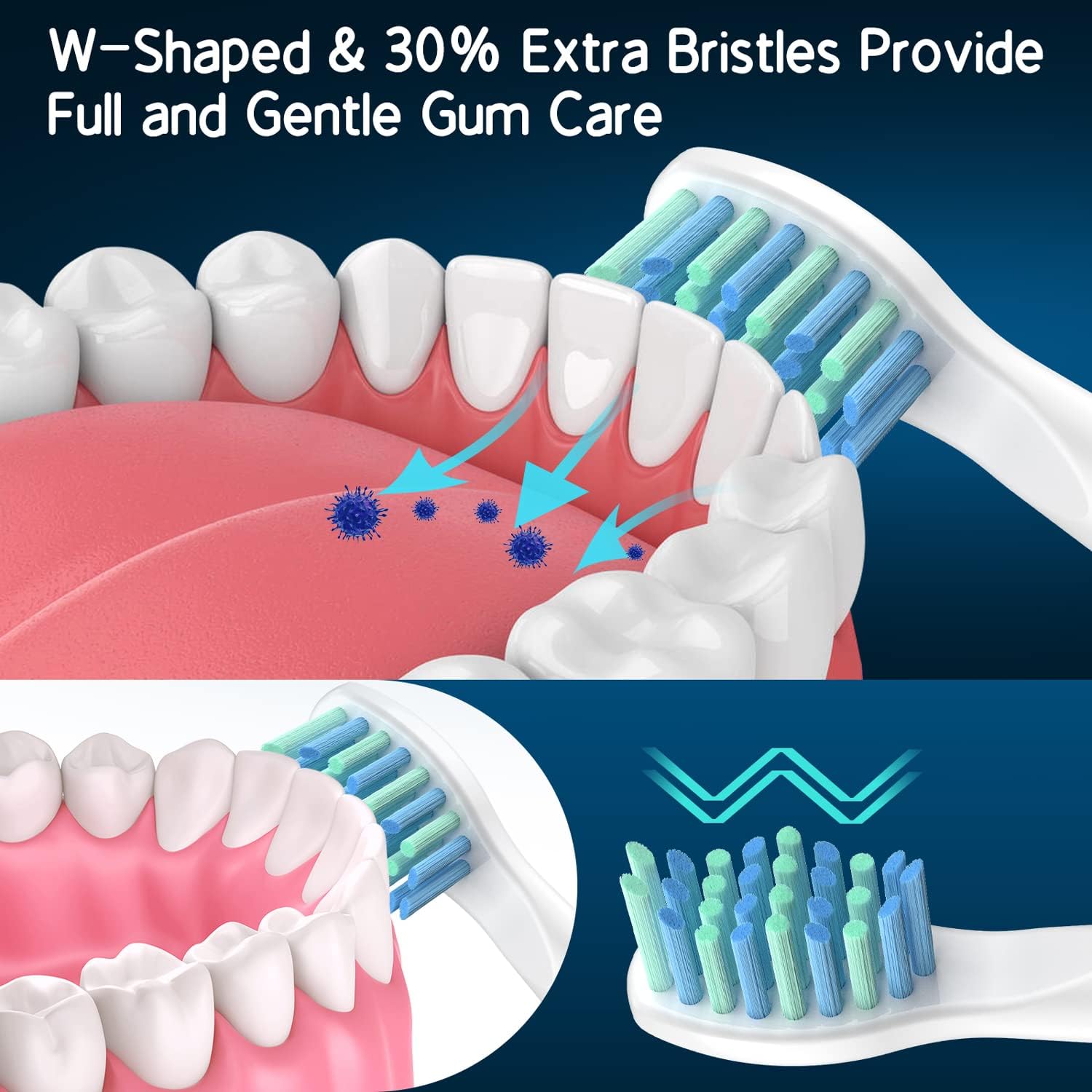 Electric Toothbrush Heads Compatible with TEETHEORY Sonic and Fairywill - Replacement Brush Heads Compatible with FW-507/508/551/610/659/719/909/917/959,FW-D1/D3/D5/D7/D8, 10 Pack, White
