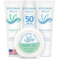 BERGMAN KELLY Round Hotel Soap Bars, Shampoo & Conditioner 3-Piece Set (0.5 oz each, 150 pc, White Tea), Delight Your Guests with Revitalizing & Refreshing Mini Travel Toiletries & Bulk Amenities