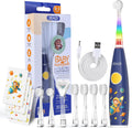 SEAGO Kids Electric Toothbrush Rechargeable with Smart Timer, LED Observing Light & DIY Stickers for Toddlers Ages 2-4, Soft Bristles for Oral Care, USB Charging (Blue)
