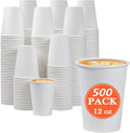 Lamosi 500 Count 12 oz Paper Coffee Cups, Disposable Paper Coffee Cups for Hot or Cold Drinks, 12 Ounce White Beverages Water Cups for Party, Picnic, Travel, Events
