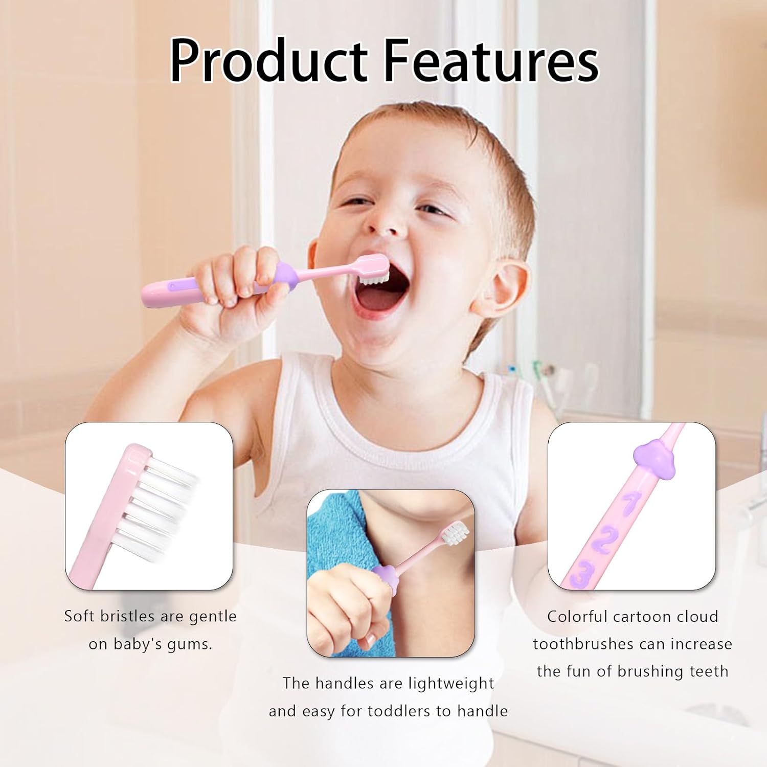 SNOWROSE 8 Pcs Kids Toothbrushes,Soft Bristles Toothbrushes for 2-12 Years Old Kids, Multicolor Baby Toothbrush Pack, Cute Toddler Toothbrush Girl & Boy