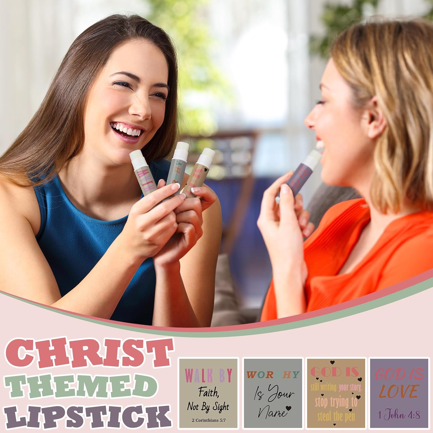 50 Pack Christian Religious Gifts Bulk Lip Balms for Women Men Religious Church Party Favors Bulk Bible Verse Lip Balm with Scripture Inspirational Gifts for Coworkers Staff Employee(Morandi)
