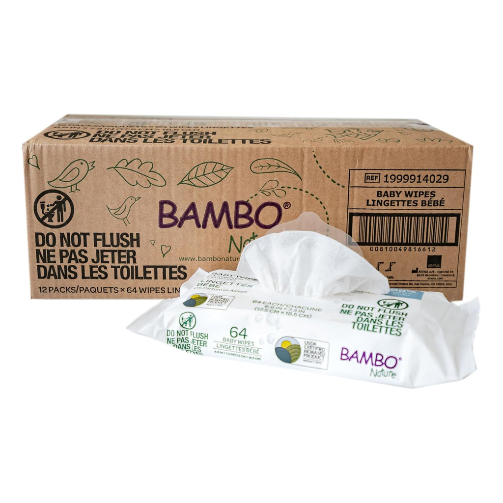 Bambo Nature USDA Certified Biobased Baby Wipes 64 Count