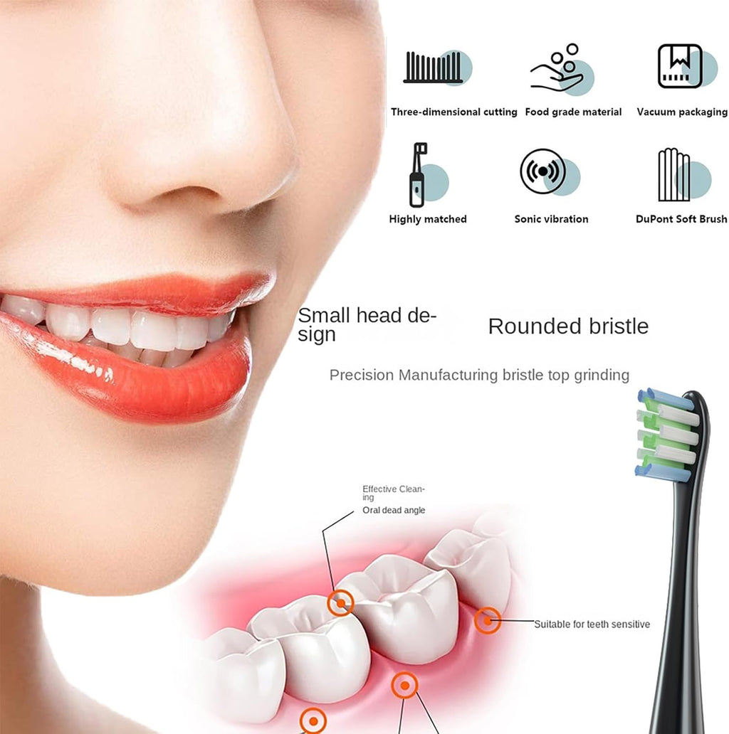 GTHUNDER 8Pcs Electric Toothbrush Heads Suitable for Oclean.with Hygienic Caps,Vacuum-Packed.Fits Adapted for All Oclean Models x pro Elite, X, X Pro,Flow,F1,Air 2(Black)