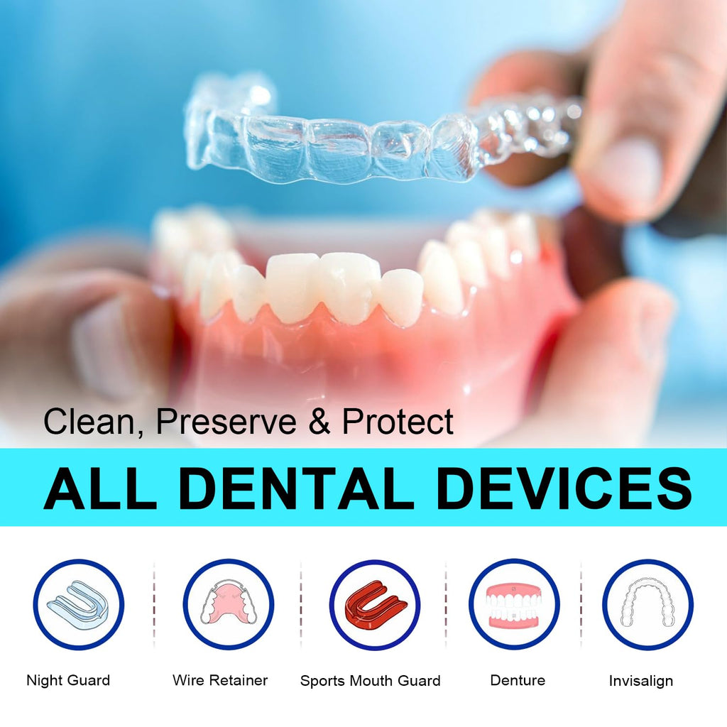 MySmile Retainer Cleaner with 120 Denture Cleaning Tablets, Quickly Remove Odors, Discoloration Stains & Plaque from Aligner, Mouth Guard, Night Guard and More Dental Appliances (Orange Flavor)