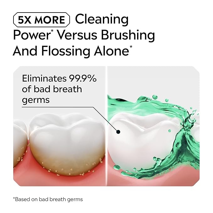 Listerine Freshburst Antiseptic Mouthwash for Bad Breath, Kills 99% of Germs That Cause Bad Breath & Fight Plaque & Gingivitis, ADA Accepted Mouthwash, Spearmint, 500 mL