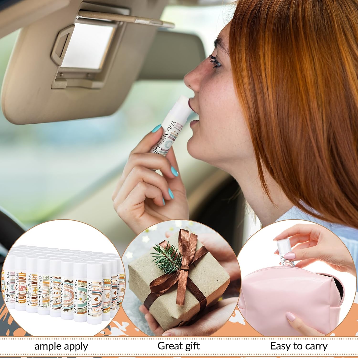 50 Pcs Christmas Christian Lip Balm Bulk Bible Verses Lip Balm Scripture Christian Gifts for Women Faith Religious Church Party Favor Inspirational Gift for Coworker Staff Employee(Boho)