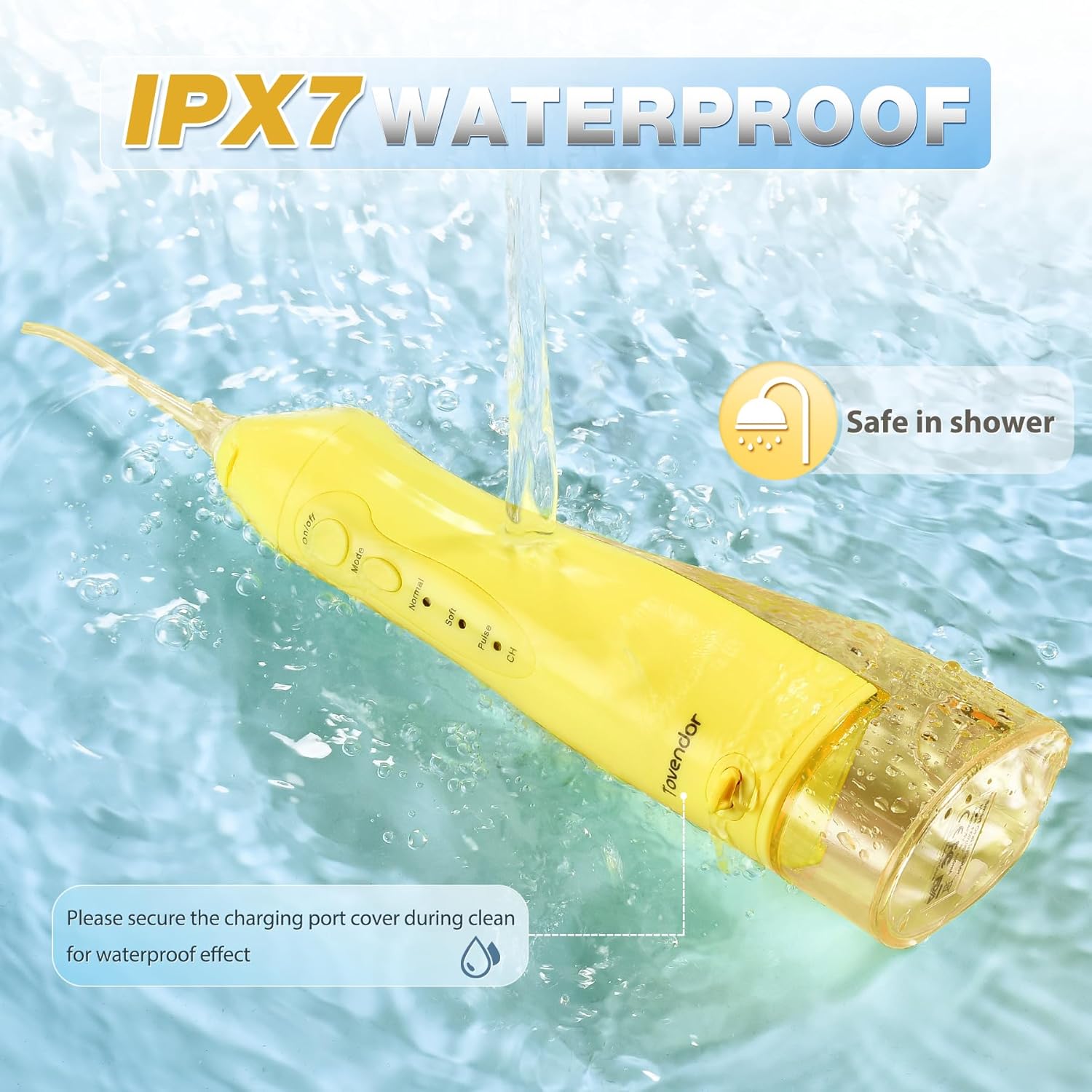 TOVENDOR Electric Water Dental Flosser Teeth Pick, Cordless Flossers Oral Irrigator IPX7 Waterproof 300ML Rechargeable Travel Water Teeth Cleaner with 5 Tips for Home Braces Care Gums Deep Cleaning