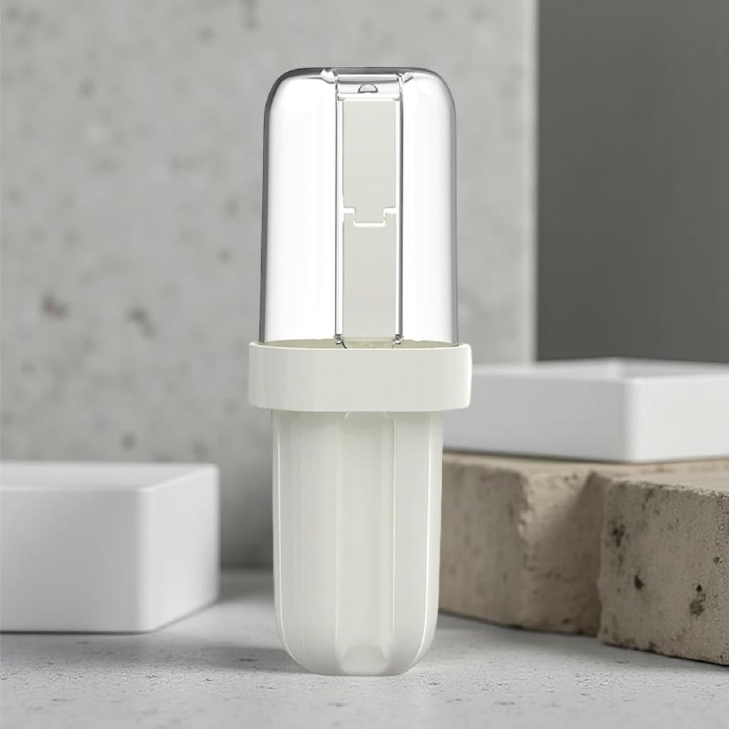 Toothbrush Travel Case, 2-in-1 Portable Toothbrush Holder with Leak-Proof Tray and Rinse Cup with Handle for Travel, Camping, Gym, and Outdoor Use