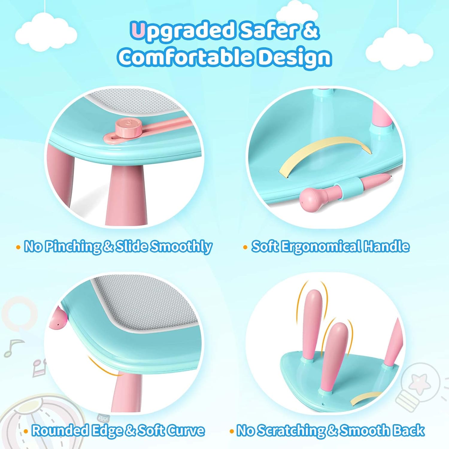 Kikidex Toddlers Toys Age 1-3, Magnetic Drawing Board, Doodle Board Pad Learning and Educational Toys for 1 2 3 Year Old Baby Kids Birthday Gift (Mint Blue)