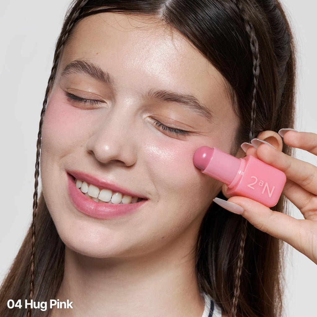 2aN Pocket Cotton Blurring stick (04 Hug Pink, 0.12oz) – 2-in-1 Lip and Cheek Soft Blur Stick, Cloudy Matte Finish, Tone-on-Tone Makeup, Lightweight Watercolor Texture