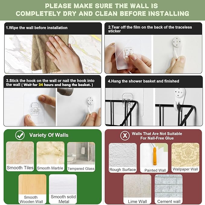 2 Pack Bath Toy Storage Organizer Basket, Large Metal Bathtub Toy Holder, Wall Mounted Hanging Shower Basket, Bath Toy Organizer For Bathtub for Easy Access and Sorting Toys/Clothes/Toiletries