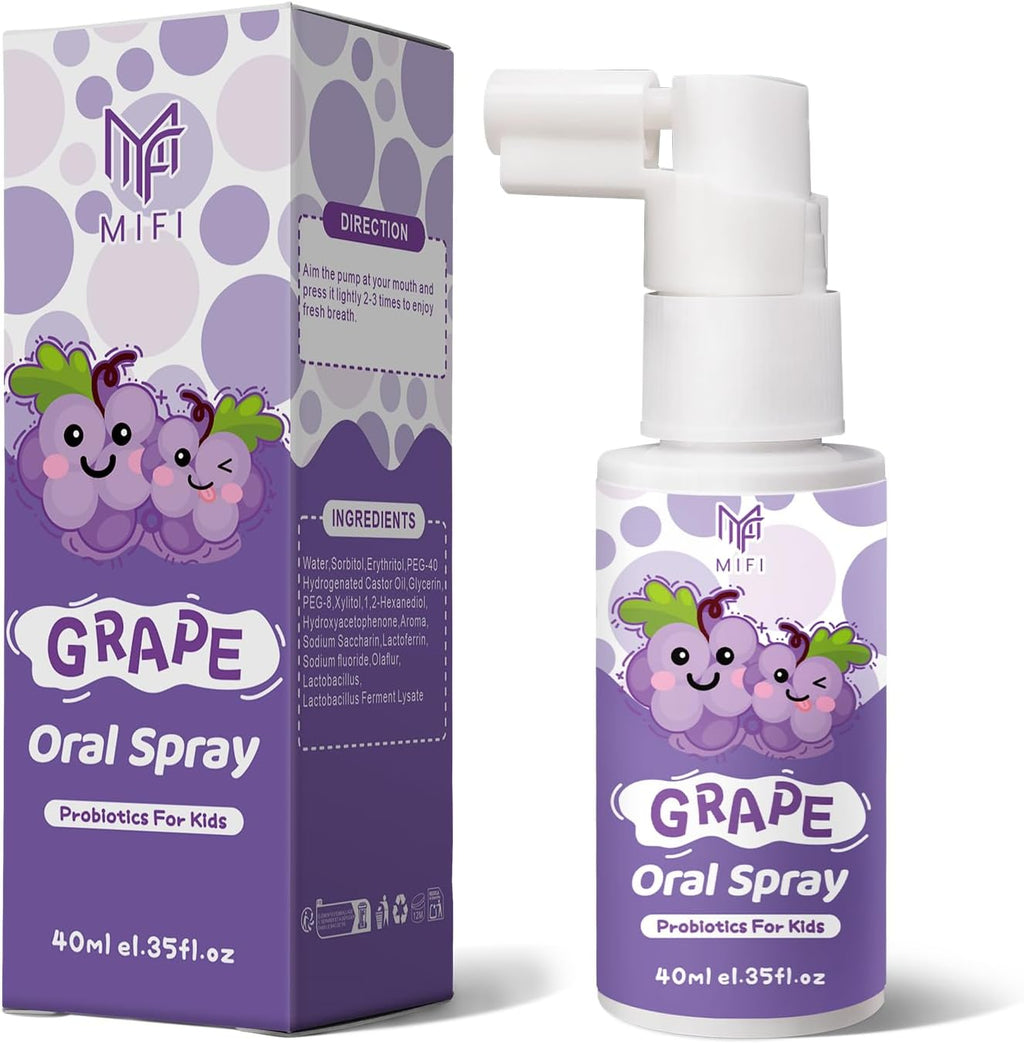 Kids Oral Spray, Toddler Toothpaste Helper for Daily Oral Care and Fresh Breath,Fruit-Flavored, Probiotic Oral Spray for Child (1Pack, Grape)