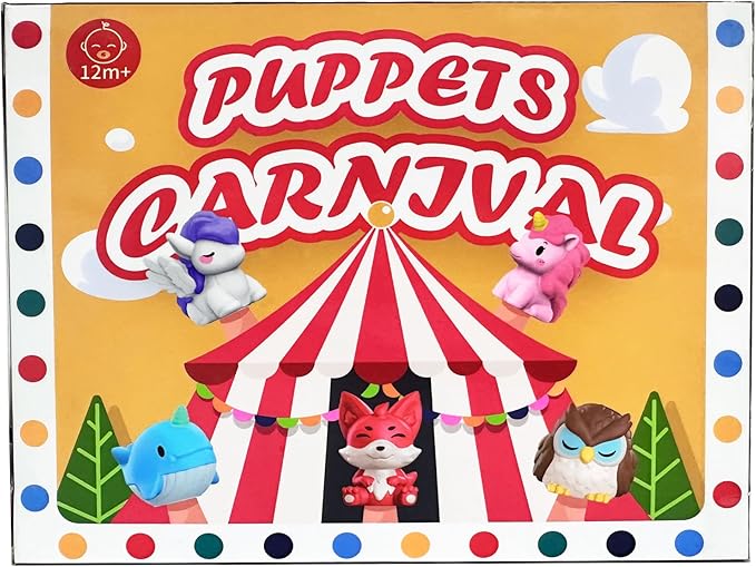 Oriate Zoo Animals Finger Puppets, 10PCS Infant Jungle Animals Finger Bath Pool Toys, Puppet Theater Storage Bags incl, 12m+ Toddler Travel Toys