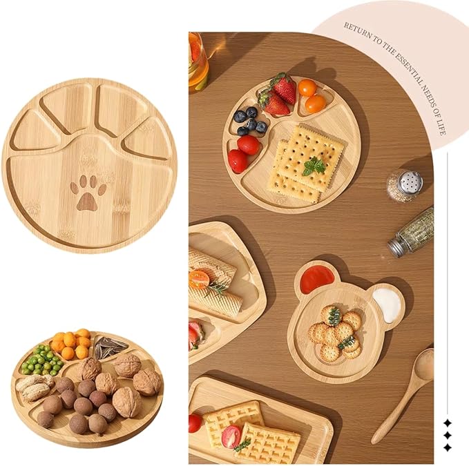 1PCS Bamboo Tray - Suitable for The Bathroom,Kitchen,Breakfast Tray and Round Decorative Tray (7.68 in * 7.68 in)