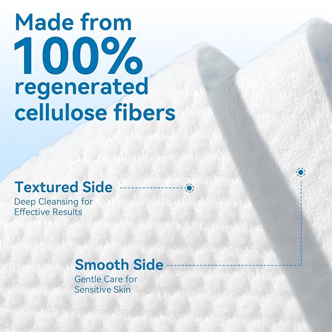 Face Towels, Disposable Biodegradable Clean Facial Towelette for Sensitive Skin, Lint- free Face Cloths for Makeup Remover, Ultra Soft Dry Wipes, Skincare Women Cleansing 480 Count (6 Packs)