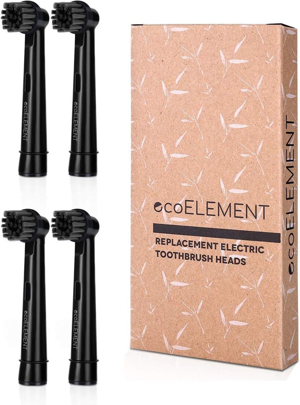 Replacement Toothbrush Heads Compatible with Oral B - ecoELEMENT 4 Pack Electric Toothbrush Heads Brush Heads Recyclable Charcoal for Oral Hygiene Soft Sensitive Professional Toothbrush Heads