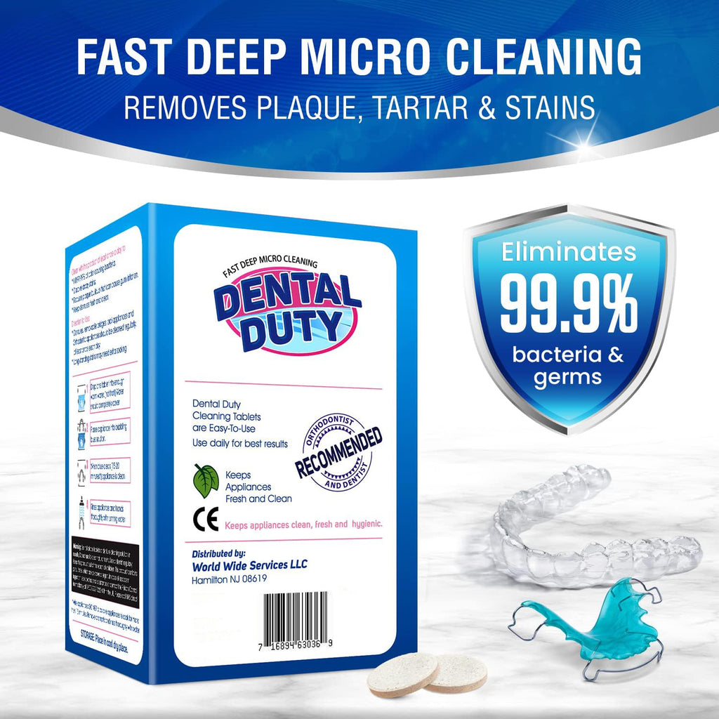 36 units Retainer Cleaner and Denture Cleaning Tablets - Mouthguard Cleaner and Denture Cleaner Tablets Remove Plaque, Odors and Stains from Aligners, Night Guard and Removable Dental Appliances.