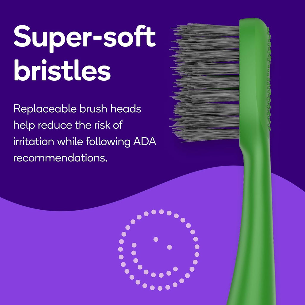 Burst Nova Toothbrush (2 Pack/Pink & Green) | Sonic Powered Teeth Whitening | Super-Soft Bristles | 18000 VPM | 2 Minute Timer | Aluminum Handle | Replaceable Brush Head | Compact Size | AAA Battery