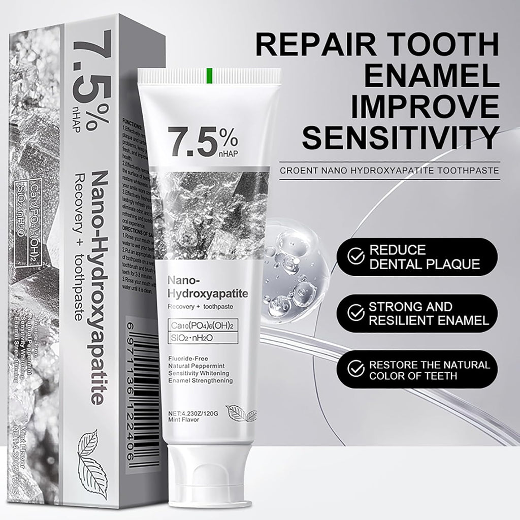 2PCS 7.5% Hydroxyapatite Toothpaste for Advanced Enamel Protection,Appropriate for Sensitive Teeth,Gentle and Effective Formula,Fresh Mint,4.23 oz