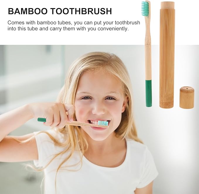 Disposable Biodegradable Toothbrush with Tube Case Ergonomic Wide Head Design Compact Travel Lightweight and Eco-Friendly Oral Care Kit Random Colors Random Color