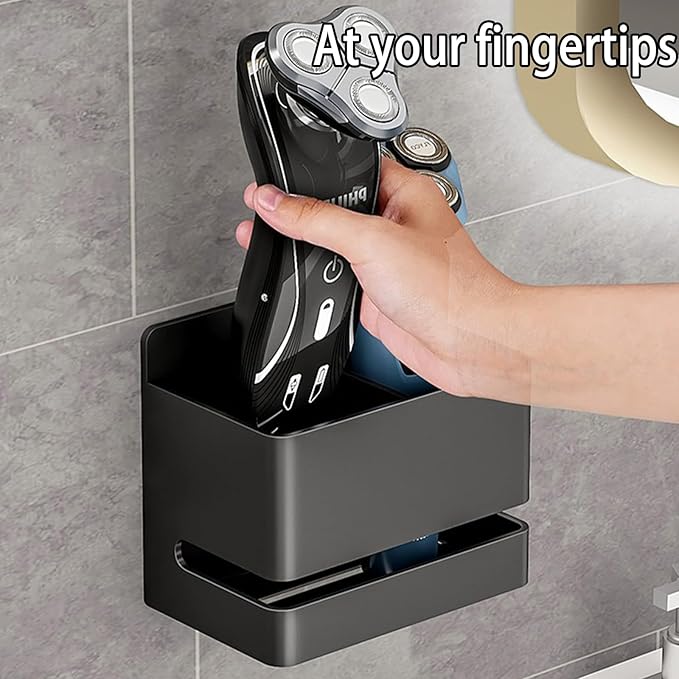 Aluminum Electric Toothbrush Holder - Bathroom Wall Mounted Toothbrush Holder (Black, Double Slot)