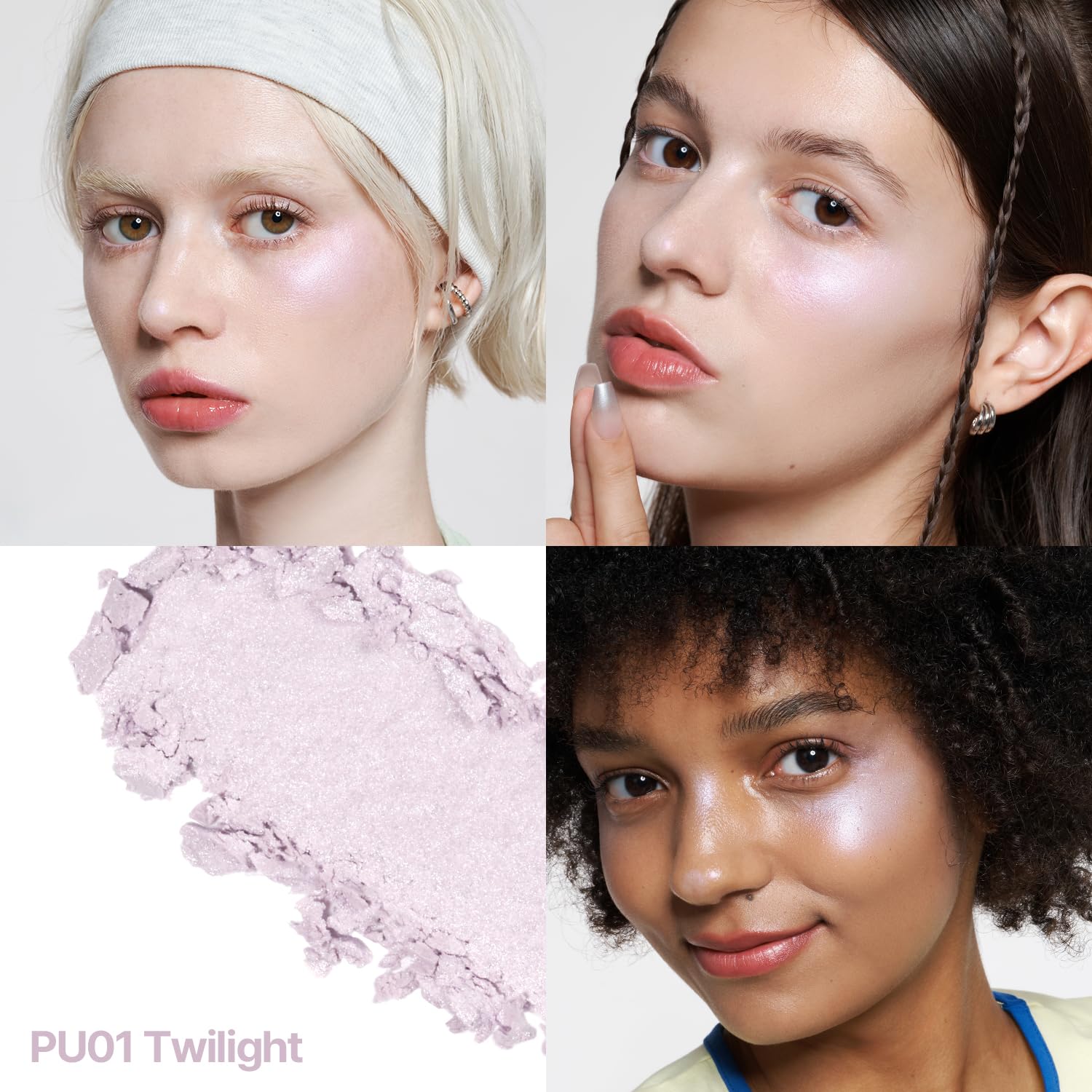 2aN Pure Glash Highlighter PU01 Twilight – Glass-Like Sheen Powder Highlighter for a Natural, Radiant Glow | Buildable, Long-Lasting, Lightweight Formula