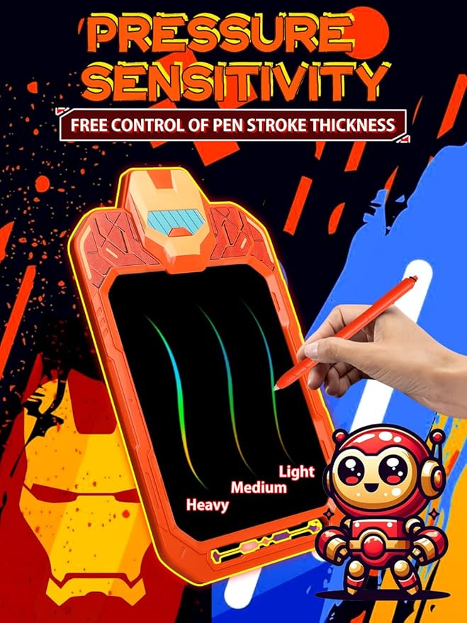 LCD Writing Tablet for Kids 10 Inch Mech Iron Hero for Toddler 3 4 5 6 7 8 - Paint, Doodle Board, Drawing Pad - Travel Toys, Road Trip Car Activities, Birthday Christmas Gift Boys & Man