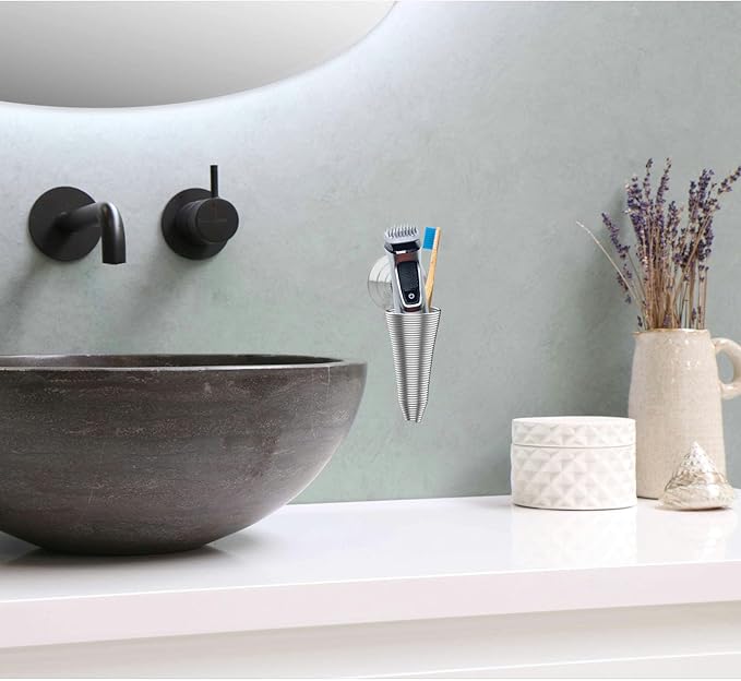 Toothbrush Holders Wall Mounted Traceless Suction Cup Stainless Steel Toothbrush Holder for Shower, Bathroom, Kitchen, RV