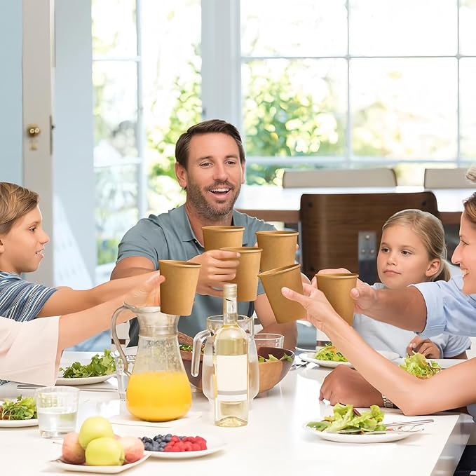 400 Pack 8 oz Paper Cups, Brown Kraft Disposable Paper Coffee Cups, Unbleached Paper Cups for Hot/Cold Beverage Party, Picnic, Travel, and Events.