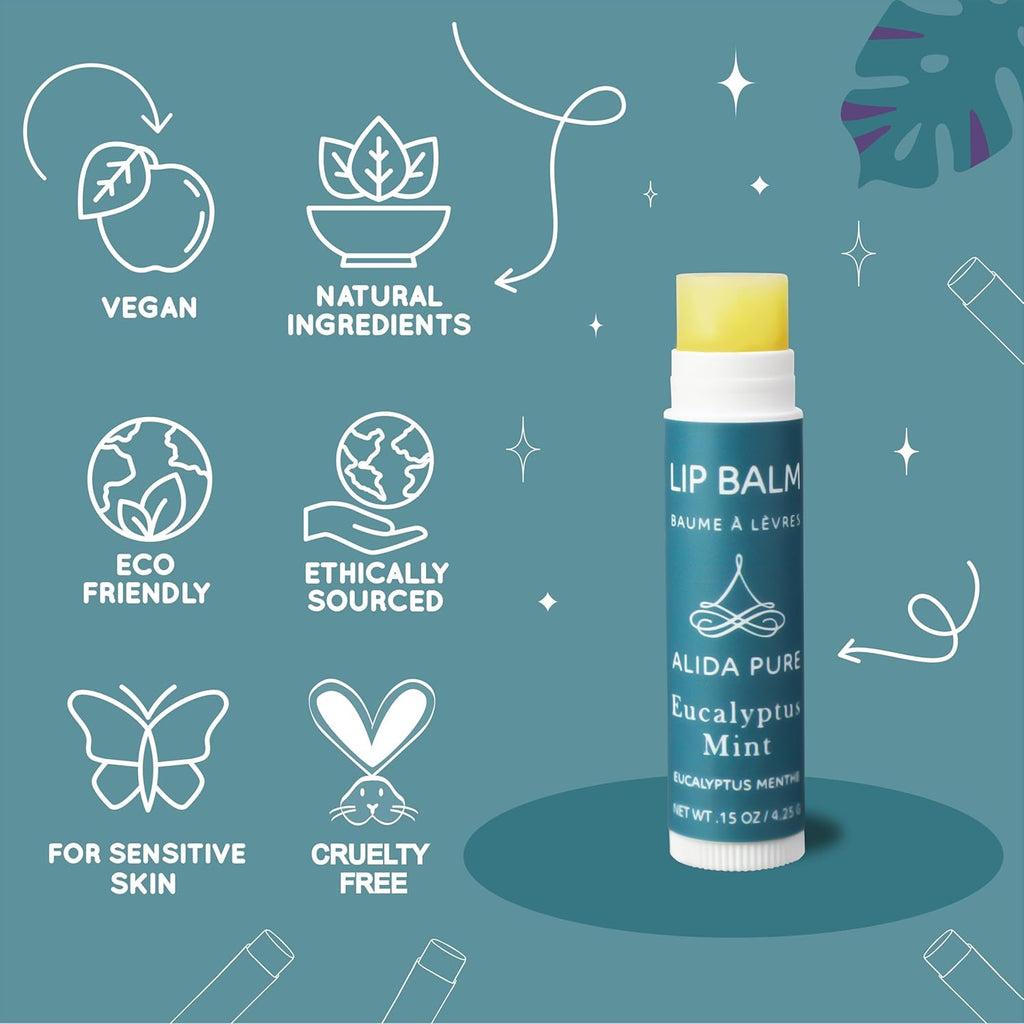 Duet Lip Balm Collection, Vegan Set, Beeswax Free, with Organic Jojoba, and Avocado Oil, Vitamin E, Natural Moisturizer for Dry, Chapped Lips, 5 Tube Set