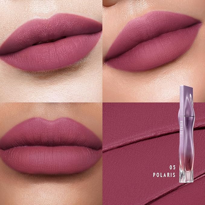 NEBULA VELVET LIP CREAM-Long Lasting Lip Stain, Waterproof and Transferproof Lip Tint, Matte Finish, Smooth Out Lip Lines, Lightweight & High Coverage, Stocking Stuffers (05 POLARIS)