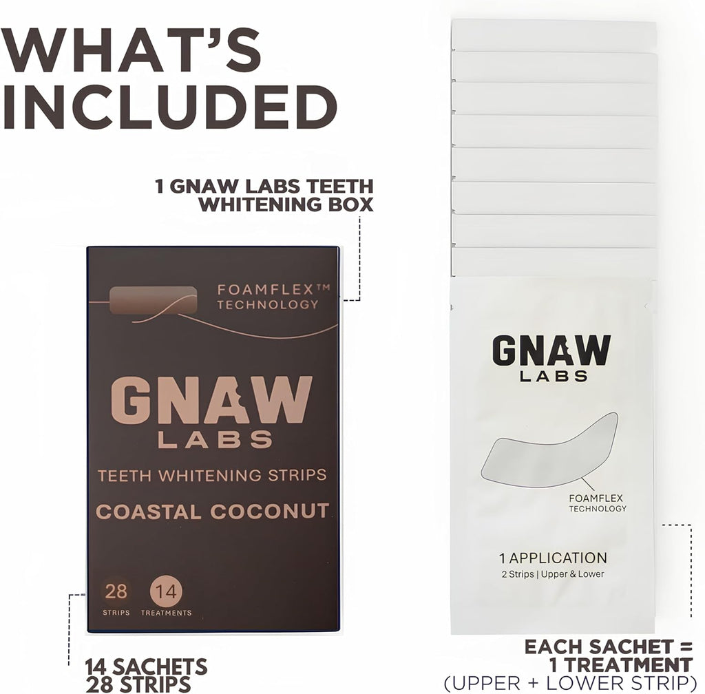 Teeth Whitening Strips for Men – 14 Treatments | Enamel-Safe Hydrogen Peroxide Formula Infused with Coconut Oil | FoamFlex™ Technology | No Sensitivity, Professional at-Home Whitening Kit