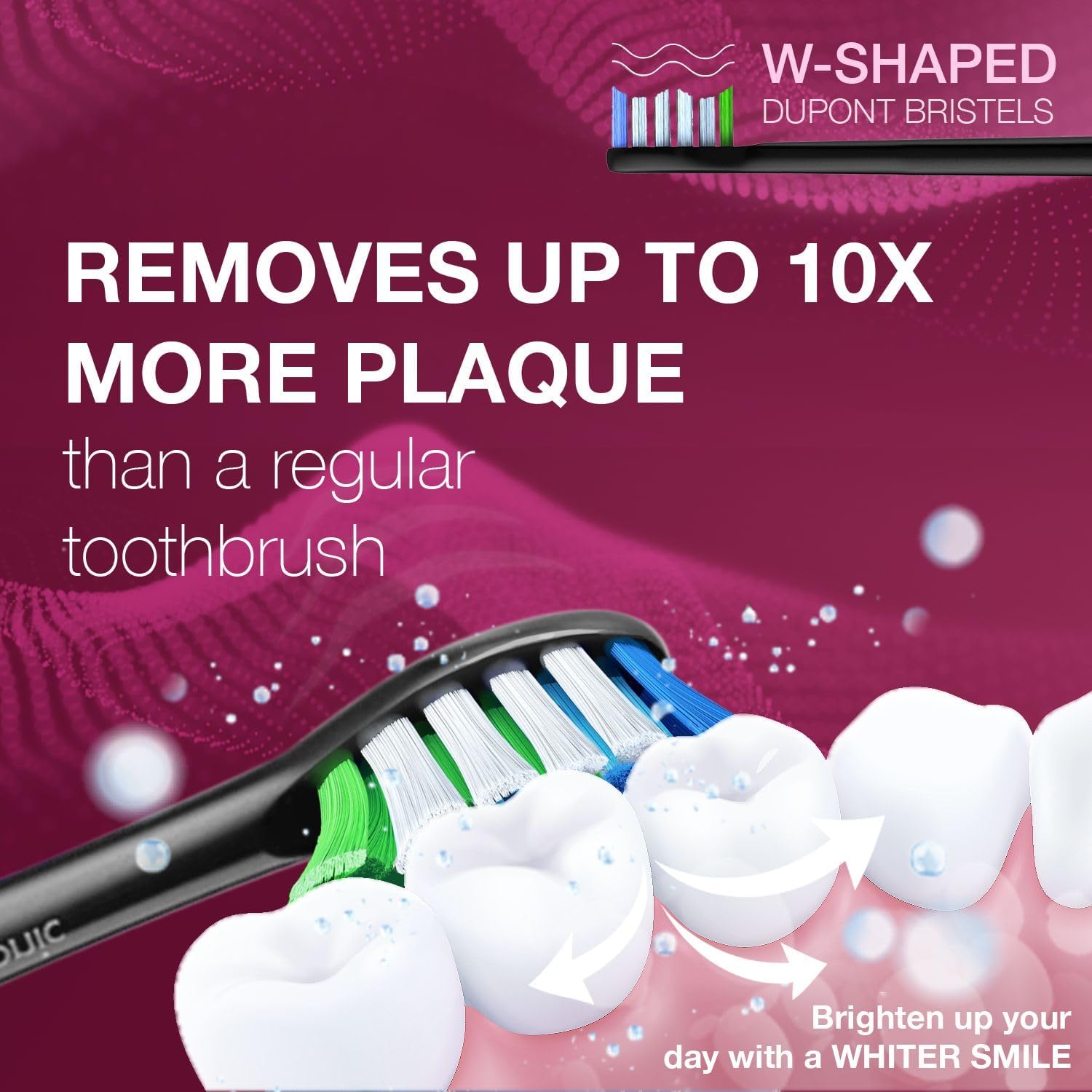 Wagner Stern The Ruby Red Edition ultrasonic whitening Electric Toothbrush Features Five Brushing Modes, Eight Soft Brush Heads, and a Premium Travel case.