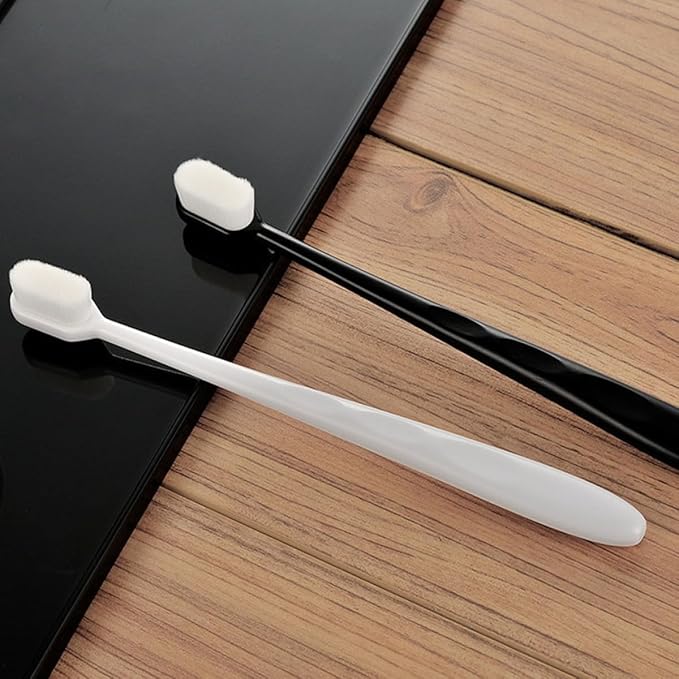 4PCS Soft Micro-Nano Toothbrushes for Adults with Ultra-fine Bristles Ergonomic Non-Slip Handle Deep Cleaning Tooth Enamel Protection Household Oral Care Black White