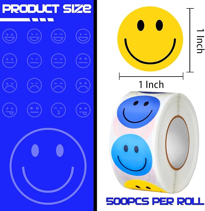 1500 Pcs Smiley Face Stickers Motivational Stickers for Teachers (Macaron-3 Pack)