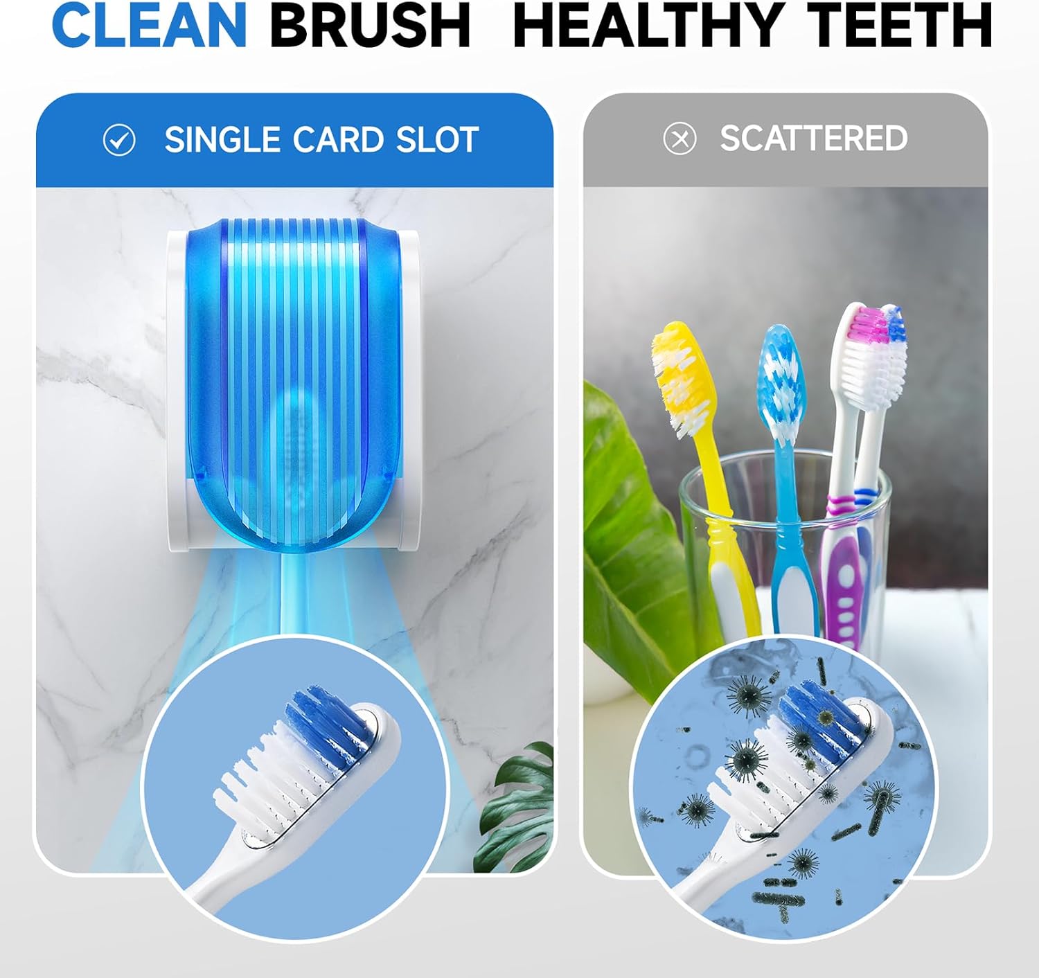 Toothbrush Holders for Bathrooms【Upgrade Single Slot Design】 Toothbrush Holder Wall Mounted with Cover Moisture-Proof and Dust-Proof Toothbrush Storage Organizer for Shower Family and Travel 5PCS
