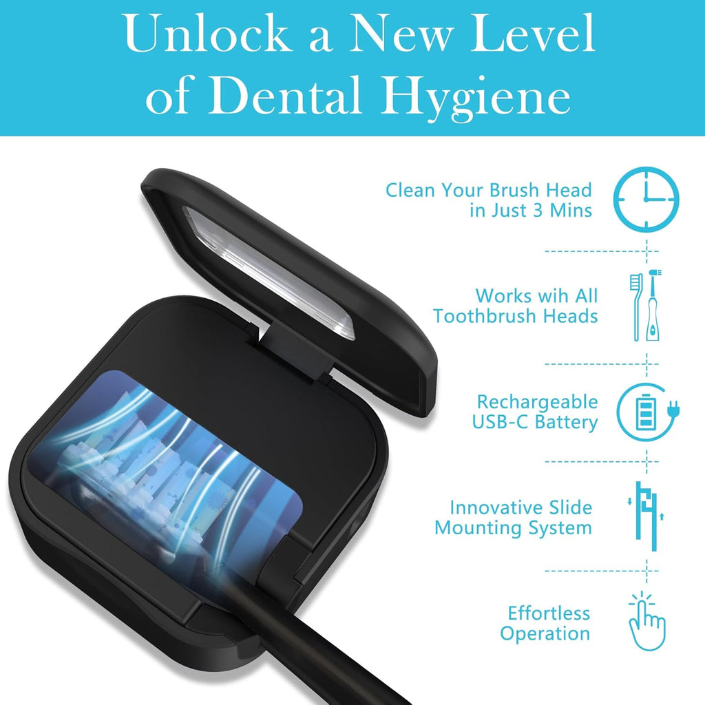 Portable Toothbrush Sanitizer & Toothbrush Holder, Travel Toothbrush Case -Manual/Electric Toothbrush Covers for Any Toothbrush Head - Rechargeable Travel Toothbrush Case with Cover, Clean for Home