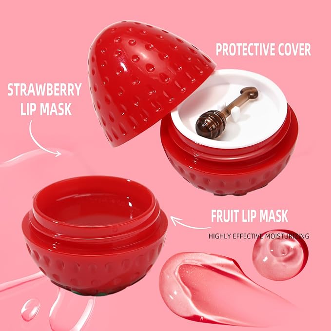 6 PCS Bee Lip Balm Fruit Lip Mask, Teen Girl Stuff, Bulk Gifts for Girls, Cute Fruit Balm with Honey & Vitamin E, Effective Reduces Lip Lines Prevention Dry and Crack Lip
