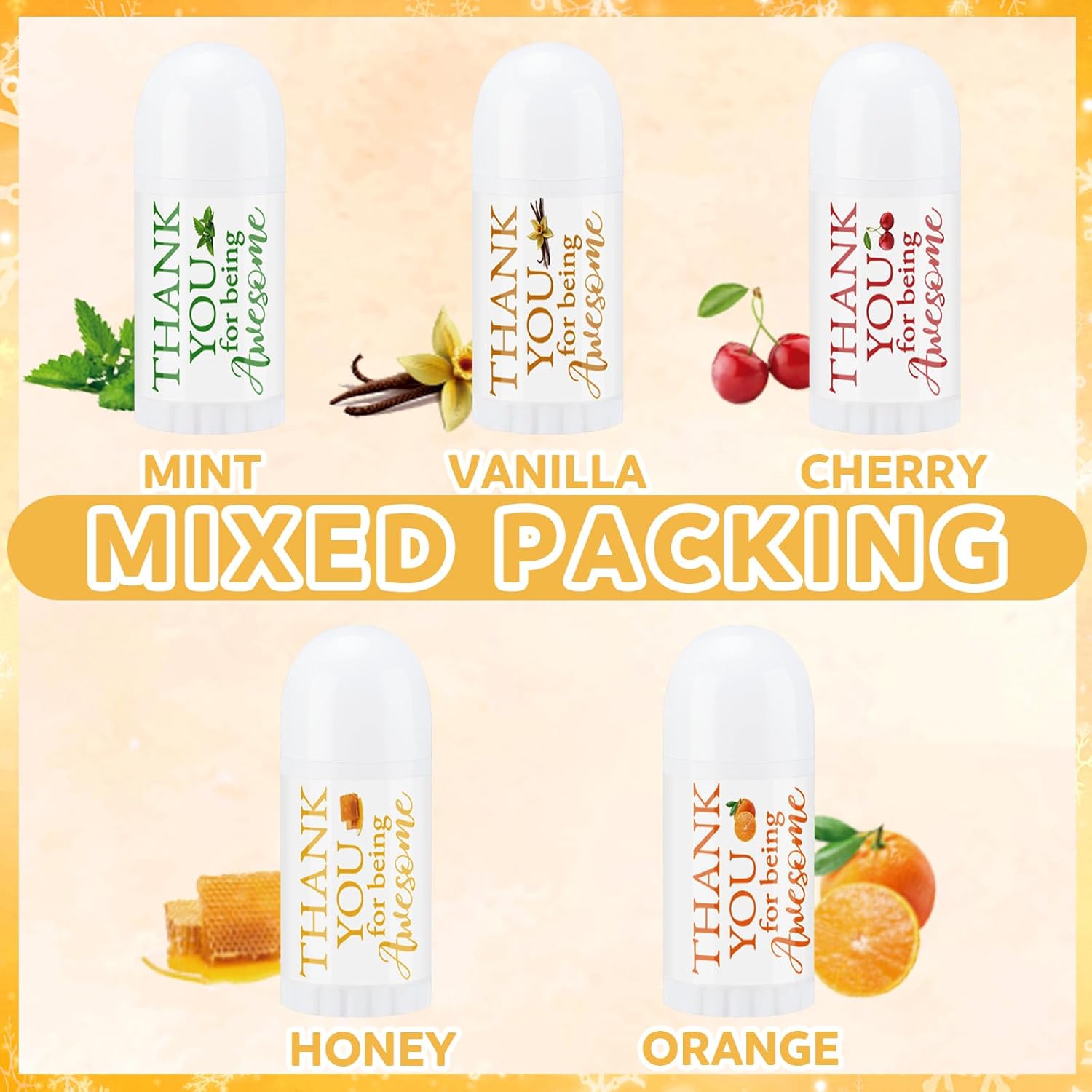 50 Pcs Thank You Gifts Mini Lip Balm Pack Moisturizer Assorted Flavors Dry Lip Care Products for Teacher Baby Shower Coworkers Friend