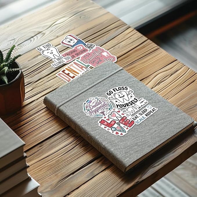 10pcs Dental Hygiene Sticker Sheet, Cute Vinyl Decals for Dental Hygienists, Office Staff, Oral Health Advocates, Waterproof, UV-Resistant, for Laptop, Water Bottle, Journal, Notebook, Clipboard