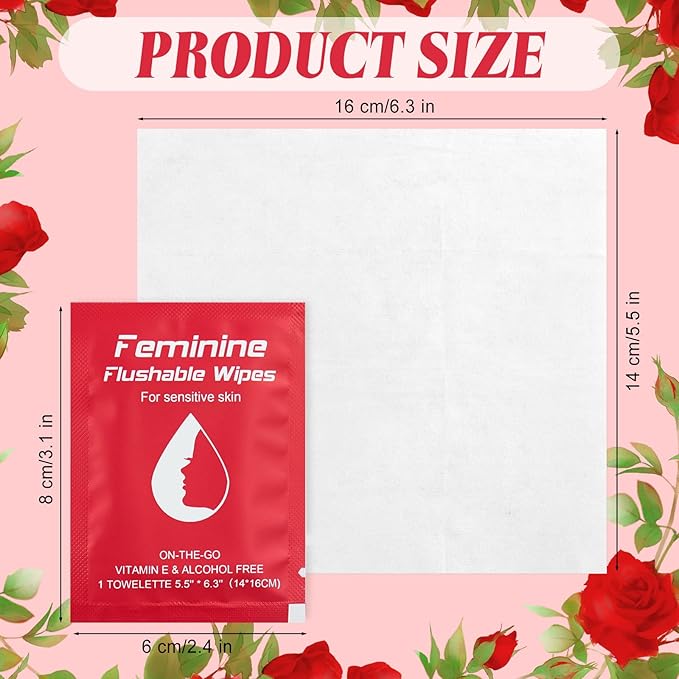 Feminine Wipes Individually Wrapped, Flushable Wipes Travel,Travel Wipes for Women,Feminine Care Wet Wipes Travel Size Vaginal Wipes for Adult, Girl and Homeless200