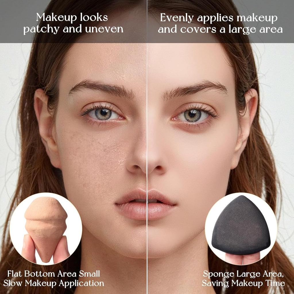 Makeup Sponge Set For Foundation Concealer, Triangle Powder Puff Soft Sponges Blender, Latex Free Blender Sponge For Liquid, Cream, and Powder Seamless & Flawless Makeup (Black)