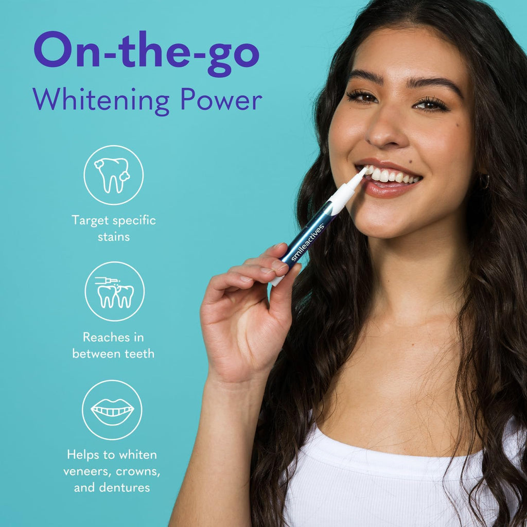 Smileactives Teeth Whitening Kit, Complete at Home Teeth Whitening Treatment, Travel Size Tooth Whitening, Stain Remover for White Teeth, Contains Clinical-Grade Hydrogen Peroxide, 30 Day Kit